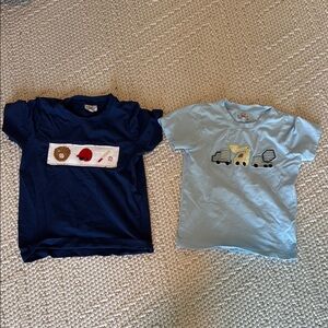 Blue Short Sleeve Tees with Graphic Designs